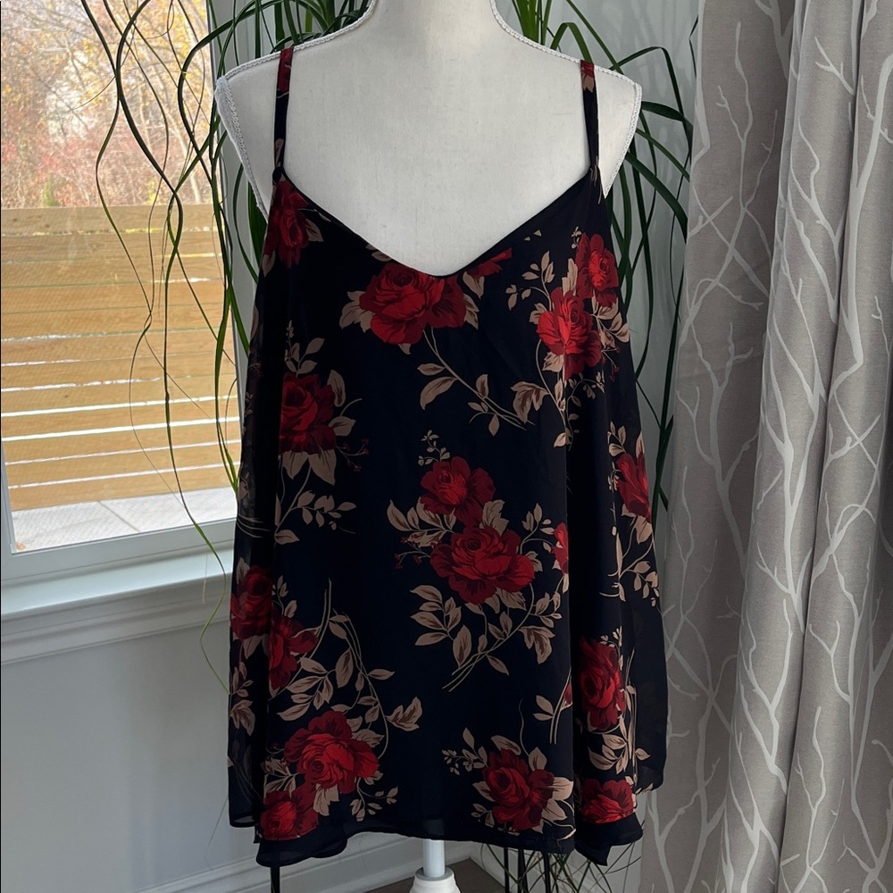 Torrid Black and Red Floral Cami Top